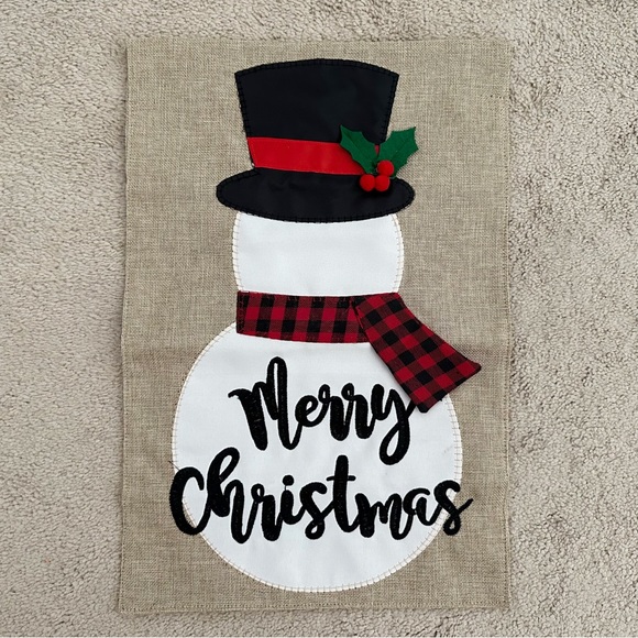 Merry Christmas Snowman Garden Flag - Outdoor Holiday Decor - Picture 1 of 8